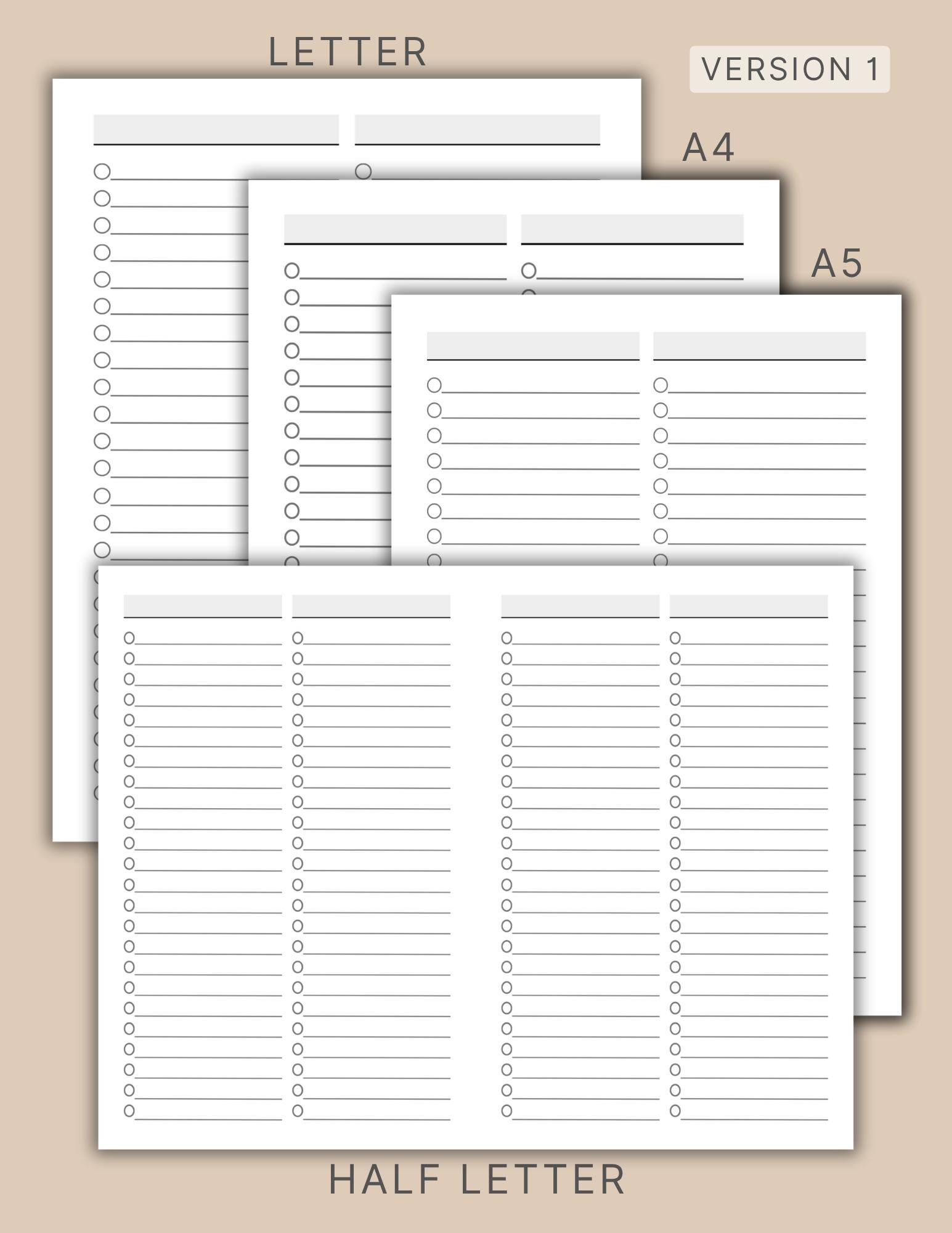Plain List Example Simple Blank List, Minimal Task List, Productivity, Planner, Checklist ...