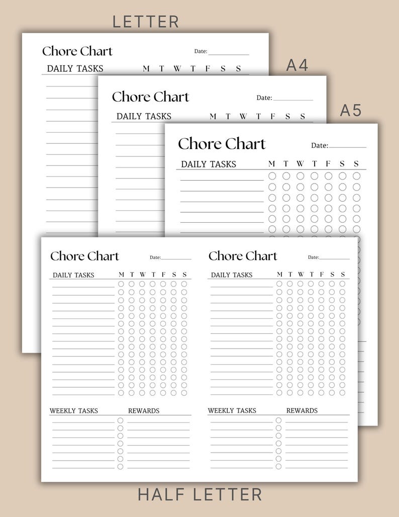 Simple Chore Chart for Kids and Adults, to Do List, Habit Tracker ...