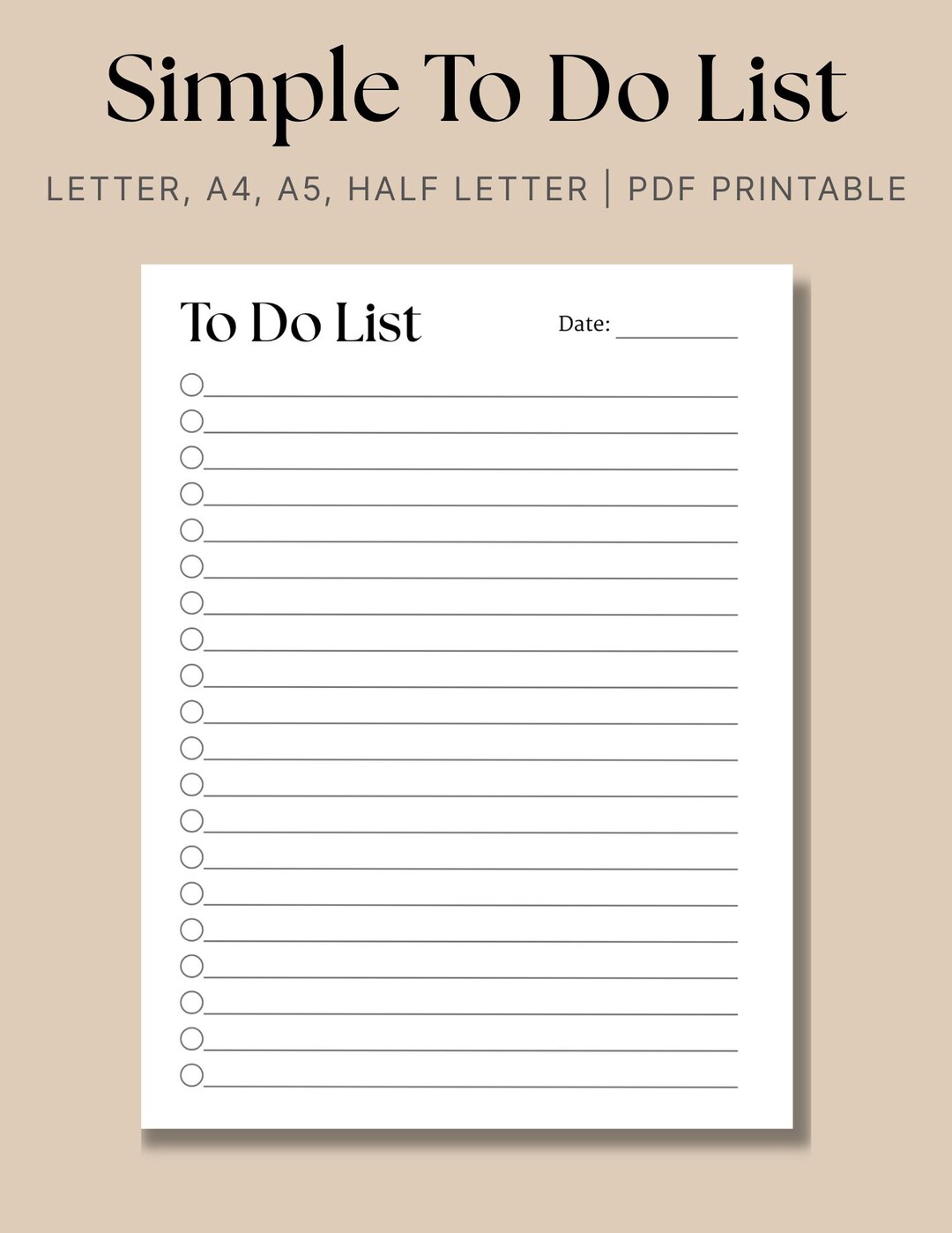 Minimalist to Do List Printable: Daily Task Planner (digital Download ...