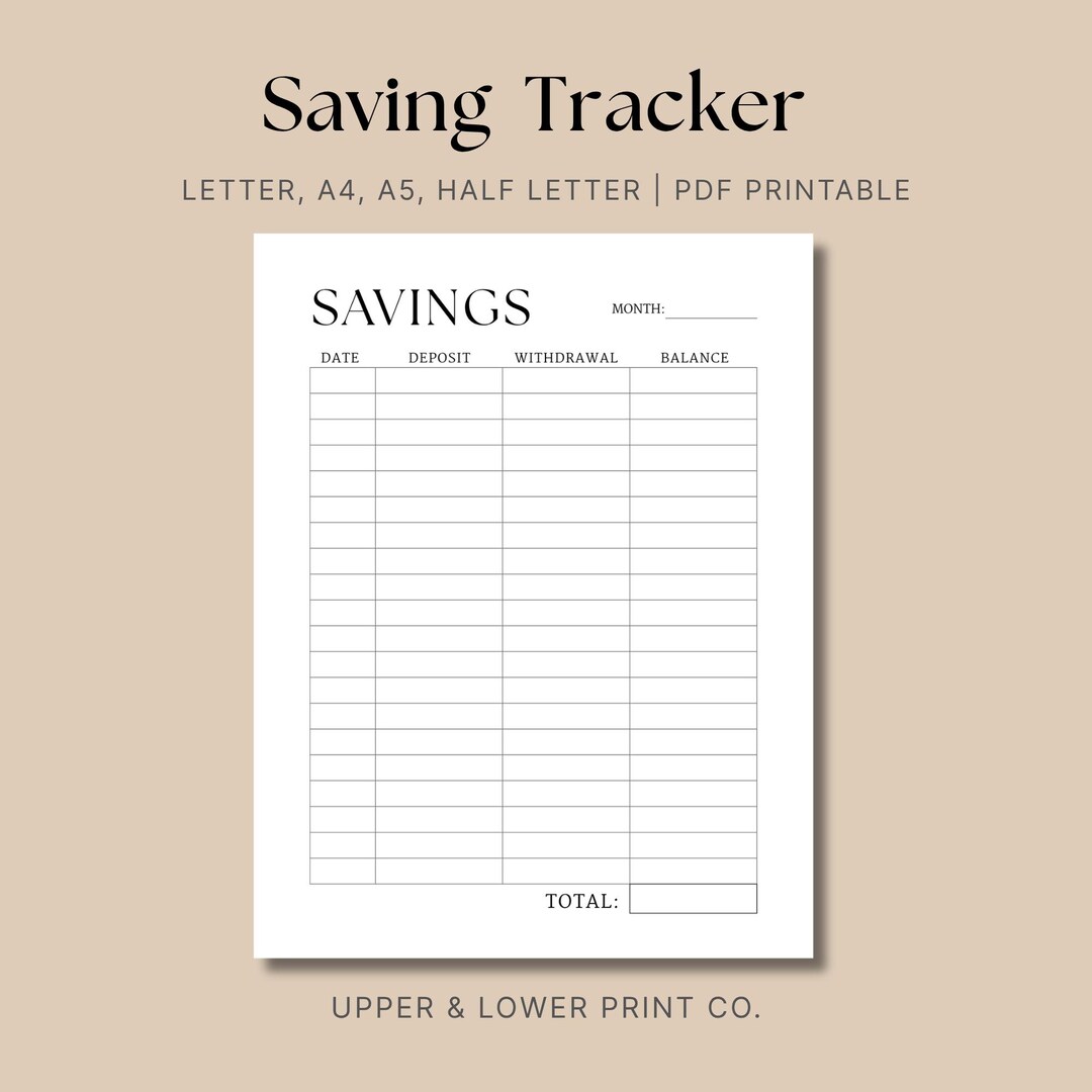 Simple Savings Tracker Sheet, Financial Planner, Budgeting, Accounting ...