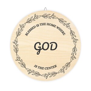 Letrero rústico de madera, Bendito sea el hogar donde Dios es el centro, Decoración de fe con rama de olivo, Regalo para la familia, Decoración cristiana, Inspirador