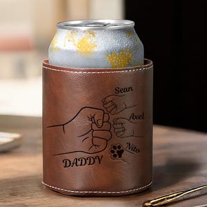 Custom Leather Can Holder, Groomsmen Gifts, Engraved Leather Beer Can Holder, Groomsmen Can Cooler, Can Cooler Wedding Party Gifts for Men