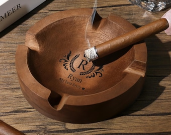 Personalisierter Zigarren-Walnussholz-Aschenbecher, Monogramm-Zigarren-Aschenbecher, tolles Geschenk für Männer, Ehemann-Vater-Geschenk, Trauzeuge-Geschenk, Hochzeitsgeschenk