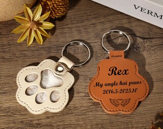 Set Da 6 Portachiavi Commemorativi In Pelle A Forma Di Zampa - Custodia Per Peli Di Cane E Gatto - Ricordo Indelebile Per Pet Lovers