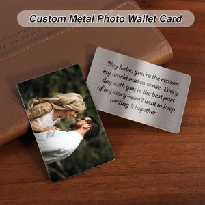 Metal Wallet Insert Card Gift for Husband,Custom Metal Photo Wallet Card,Personalized message card,Father's Day Gifts,Photo Love Note Card