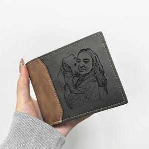 Personalized Leather Wallet,Custom Photo Mens Wallet,Engraved Leather Custom Wallet,Anniversary Gift For Him,Father's Day Gifts