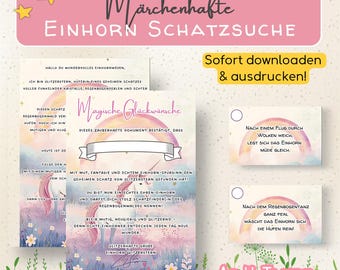 Einhorn Schatzsuche Kindergeburtstag – Schatzsuche zum Ausdrucken für Kinder ab 4 Jahren, Einhorn Schnitzeljagd