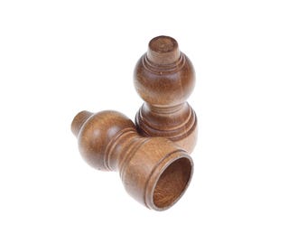 Remates de madera para barra de cortina de 28 mm, remates clásicos para riel, 2 piezas, madera natural.