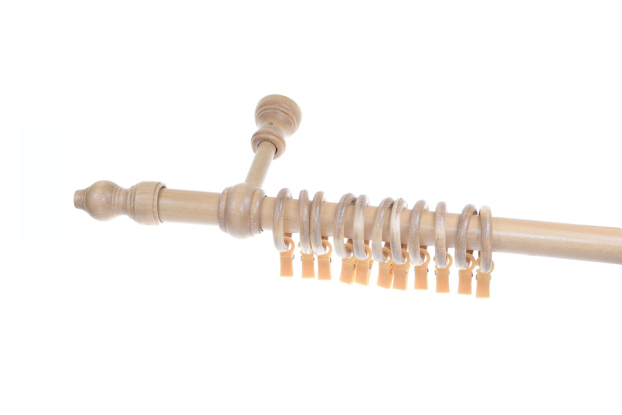 thumbnail image 2 of Natural Wooden Single Curtain Pole Bracket For 28mm Rail - Classic Wall Mount (Made In Poland) 2 of 6