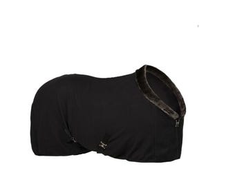 Manta de caballo negra de lujo: manta de cuadra con cuello polar