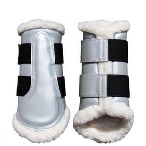 Horse Brushing Boots with Faux Fur – Protective Tendon Boots Pair for Riding & Training – Cob  Full Sizes