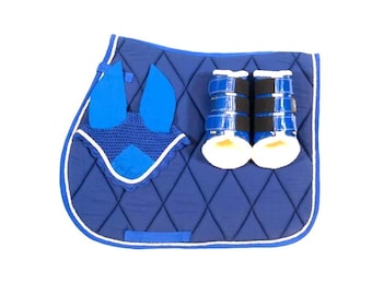 Royal Blue Horse Saddle Pad Set: Equestrian Dressage Outfit
