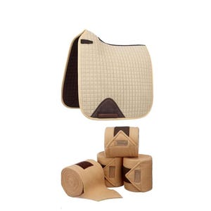 Luxury Beige Caramel Horse Riding Set – Saddle Pad / Polo Wraps | Pony, Cob  Full Sizes | Dressage, Jumping & Equestrian Training