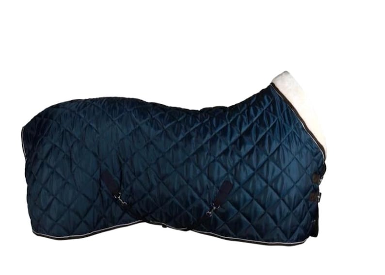 Navy Quilted Horse Stable Rug: Faux Sheepskin Collar, Winter Blanket - Etsy