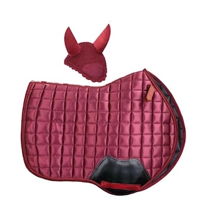 Luxury Maroon Quilted Horse Saddle Pad  Matching Ear Bonnet – Pony, Cob  Full Sizes – English Saddle Fit for Dressage, Jumping  Training