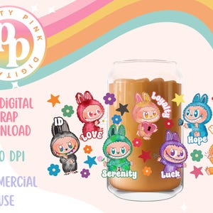 Bubu Monsters Big Into Energy 16oz Wrap Libbey Glass Can SVG PNG Digital Download UVDTF Cup Design