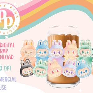 Bubu Monsters 16oz Wrap Libbey Glass Can SVG PNG Digital Download UVDTF Cup Design