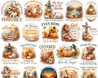Christian Fall Sublimation Bundle, Faith Autumn Shirt PNG, Bible Verse Fall Designs, Pumpkin Christian Clipart, Jesus Fall Quotes PNG