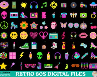 Retro 80s 90s png svg, Retro 80s 90s Digital Sublimation Bundle, 80s Party Girl Svg, Retro 80s Digital cut files, 80s Vibes, 80s Clipart