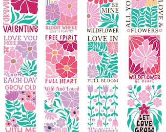 Paquete de San Valentín con flores bohemias, paquete de imágenes prediseñadas de flores bohemias cristianas, conjunto de PNG de San Valentín con citas de fe, PNG de amor bohemio religioso, floral bohemio