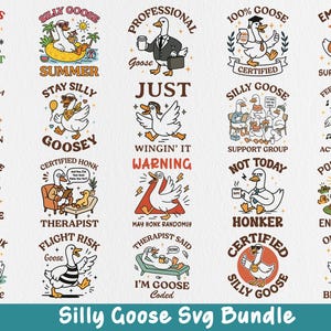 Funny Silly Goose SVG Bundle, Cute Goose Shirt Gifts for Farm Girls, Goose Sarcastic Slogan, Silly Goose svg, Silly gees funny Quotes