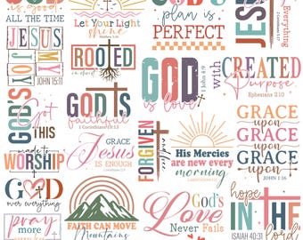 Retro Christian SVG Bundle, Faith Quote PNG Set, Bible Verse Shirt Designs, God Is Good Typography, Religious Scripture Bundle for Cricut