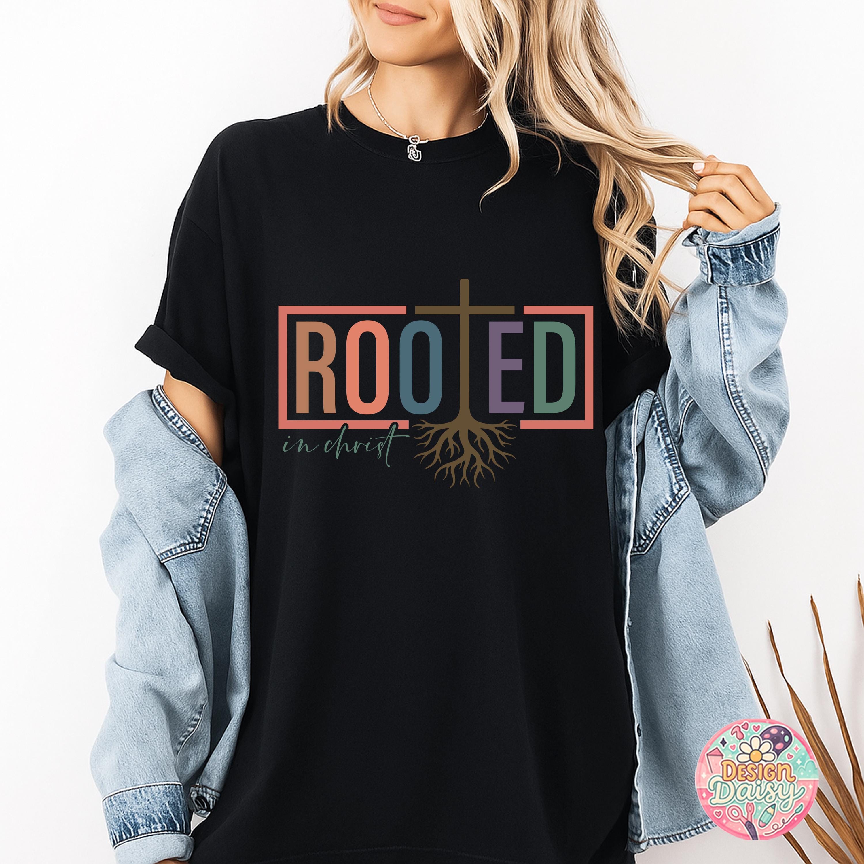 Rooted in Christ Shirt SVG, Christian Cross Roots Tee, Faith Based ...