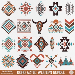 Boho Tribal Pattern SVG Bundle, Boho Aztec Western SVG Bundle, Boho Aztec clipart Design Sublimation, South western Clipart Png