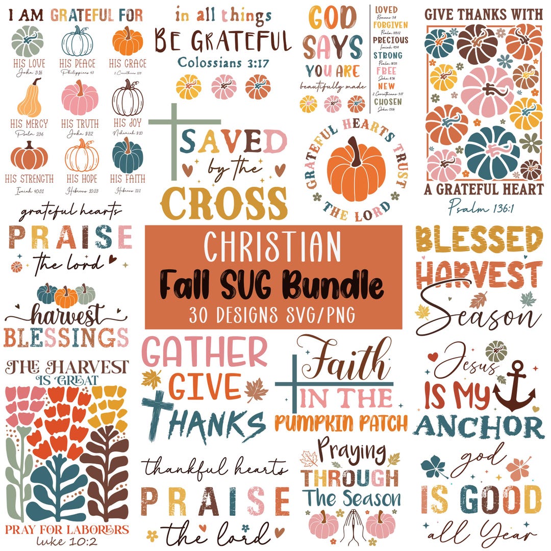 Christian Fall SVG Bundle, Thanksgiving Tshirt PNG, Retro Fall ...