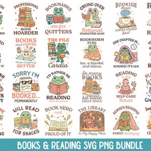 Paquete de libros SVG, Amante de los libros PNG, Libro SVG, Libro PNG, Svg de libros, Camisetas con citas de libros, Regalo para amantes de los libros, Libro, Camiseta de libros