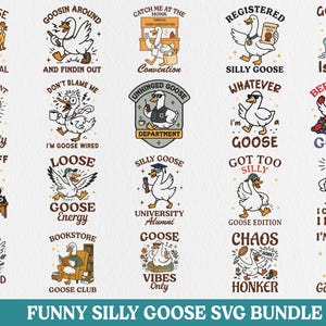 Silly Goose SVG Bundle, Silly Goose T-Shirt Design Sublimation, cute trendy goose, Duck Svg Bundle, Silly Goose Png, Svg file for cricut