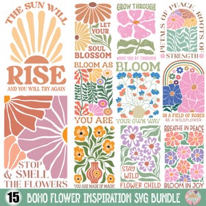 Boho Floral Quotes PNG: Abstract Flower Designs for Cricut (Digital Download
