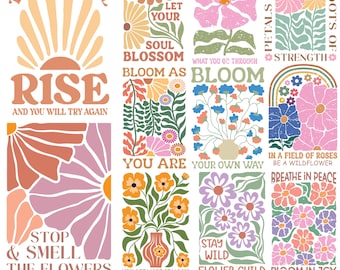 Boho Floral Quotes PNG: Abstract Flower Designs for Cricut (Digital Download