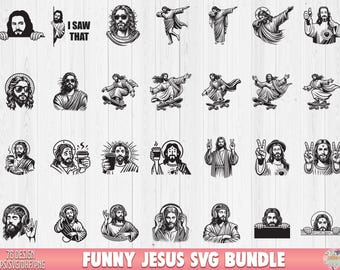 Funny Jesus Christ svg Vector Bundle, Christian Svg, Catholic Svg, Religious clipart, Funny Christian svg, Funny Jesus Svg Bundle