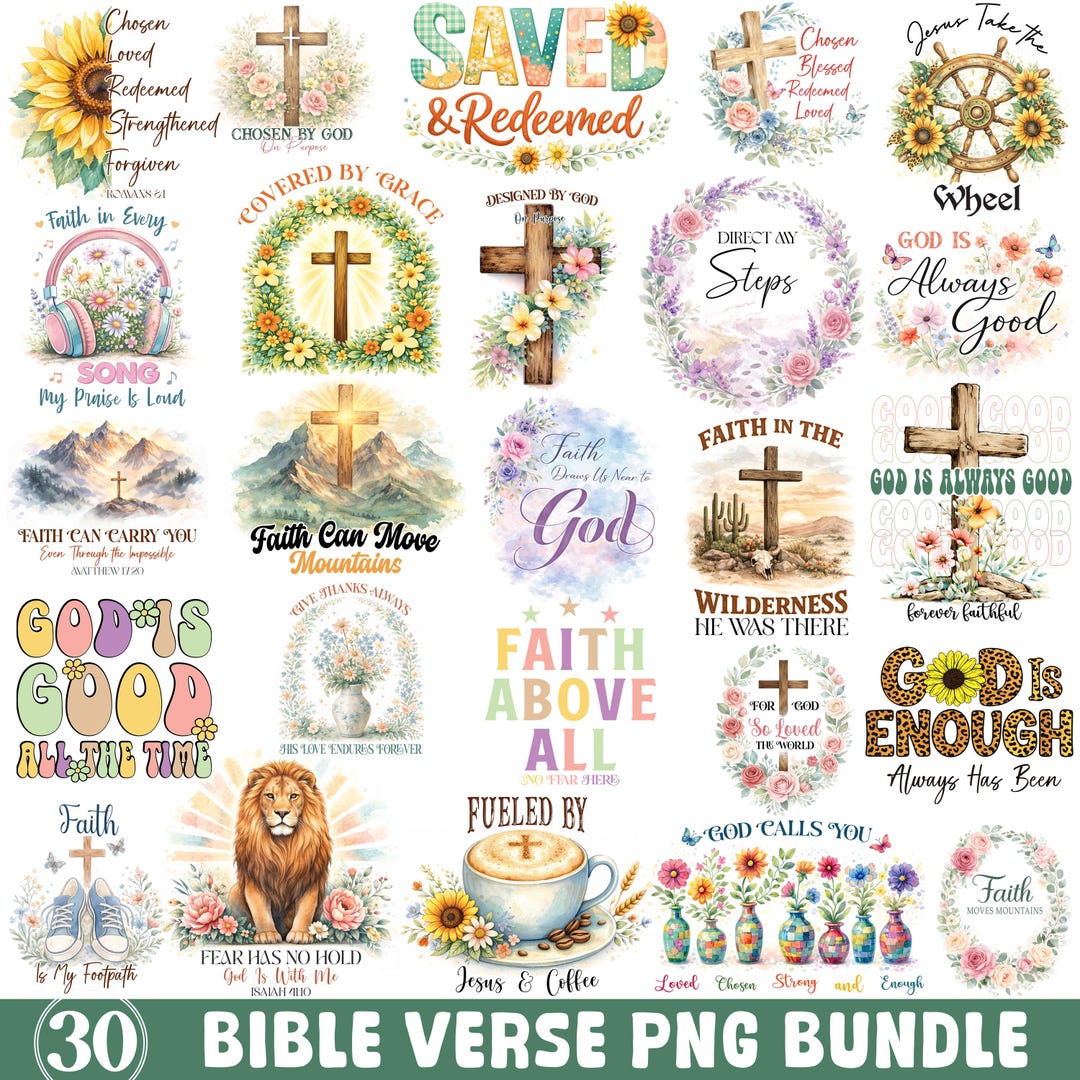 Bible Verse PNG Bundle, Christian Quotes Clipart, Faith Scripture ...