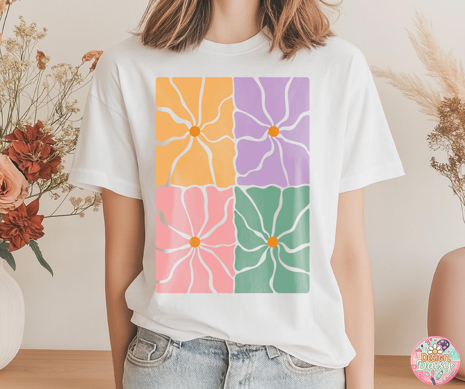 Vector Abstract Svg Flowers Abstract Flower Svg and Png Bundle, Flower Cut File, Abstract Retro ...