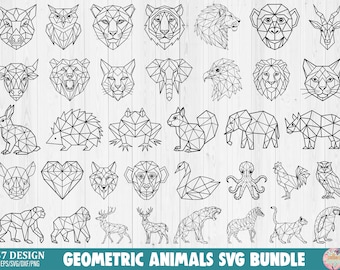 Geometrical Animals Svg Bundle, Geometric Wildlife SVG digital arts, Minimalist Origami Animal cut files, Polygonal Animal Drawing Svg