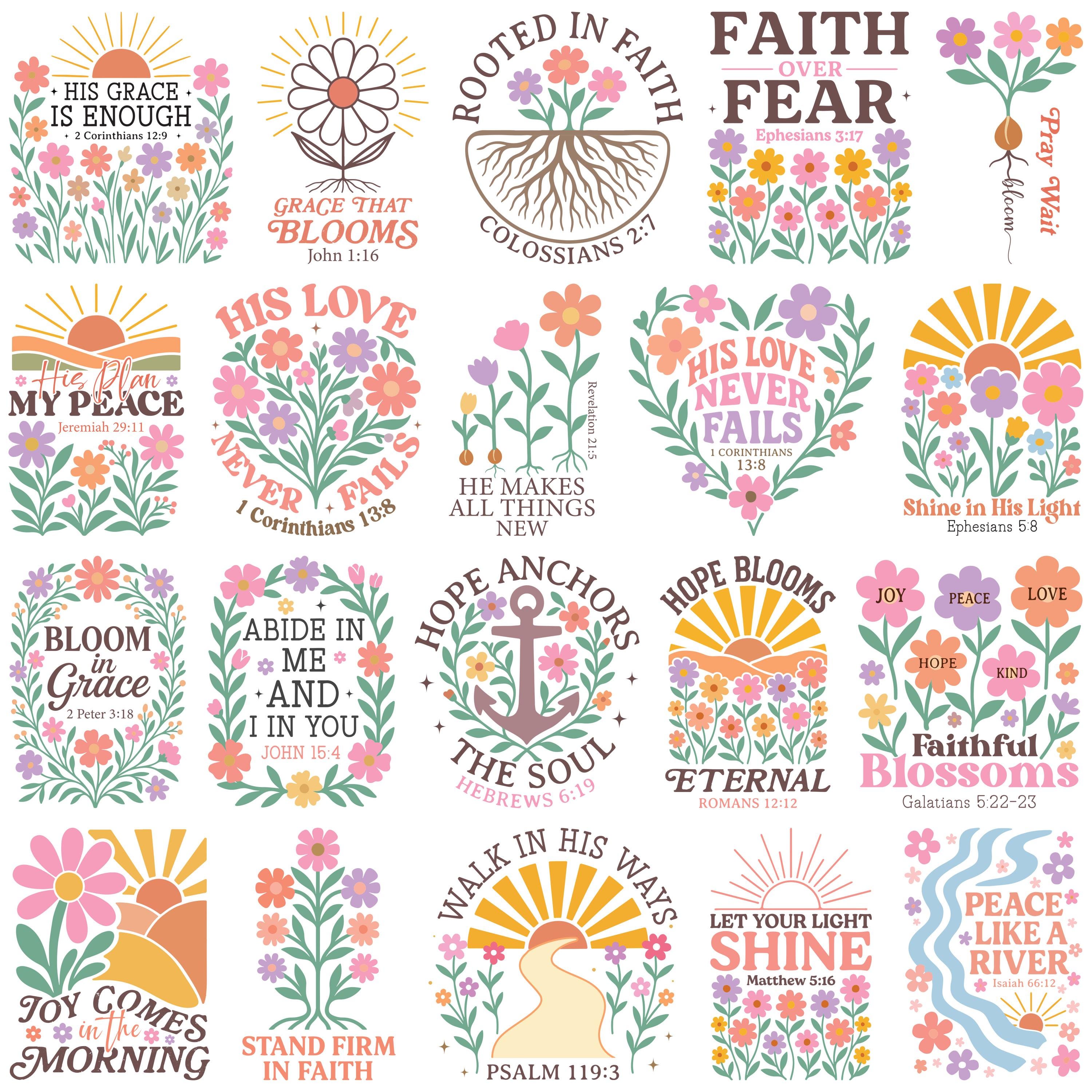 Boho Christian Tshirt PNG Bundle, Faith Quote Designs, Inspirational ...