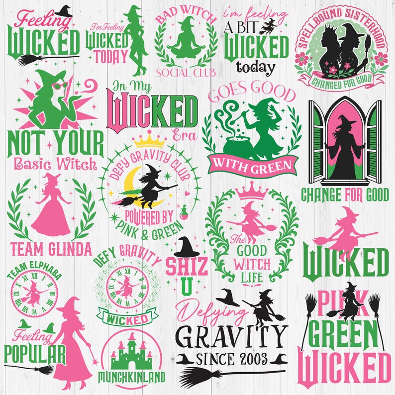 Wicked T-shirt Svg Png Bundle, Wicked Pink and Green Shirts, Wizard ...