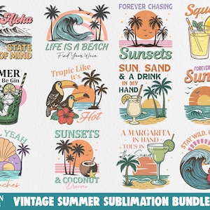 Summer Beach Scene cut file, ocean Beach Svg, Vintage Summer Beach T-shirt Bundle, Retro Beach Tshirt, Summer Quote Summer Beach Vibes Shirt