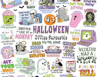 Halloween Office Shirt Bundle, Funny Work Quotes T-shirt Png, Sarcastic Halloween Designs, Dead Inside Working Spooky Office Coworker Png