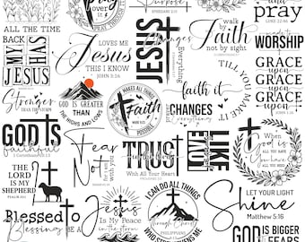 Faith and Scripture SVG Bundle, Christian Quote TShirt PNG, Bible Verse, Christian Religious Sayings, Jesus Quotes, God Svg, Faith Shirt Png