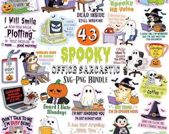 Spooky Office Sarcastic Shirt SVG Bundle, Funny Halloween Work Quotes, Ghost Coworker Humor PNG, Scary Office Png Digital Download