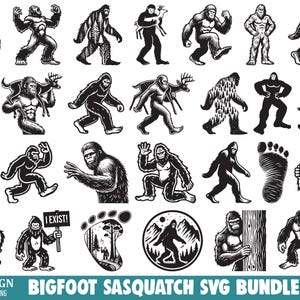 Bigfoot Sasquatch SVG Bundle, Bigfoot Silhouette, Bigfoot Cut Files, Wildlife Clipart, Sasquatch Vector SVG, Bigfoot Svg Png, Funny Bigfoot