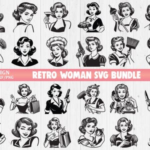 Retro Woman Svg Bundle, Retro Housewife SVg png, 1950s Vintage Housewife fut files, Trendy Retro Housewife Funny Sublimation Design, Mom SVG