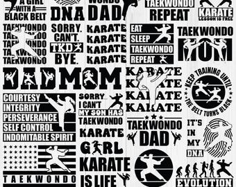 Karate T-shirt Svg, Karate moeder vader Shirt offerte ontwerp, Martial arts digitale Svg downloaden voor geschenken, Karate Fighter svg png sublimatie