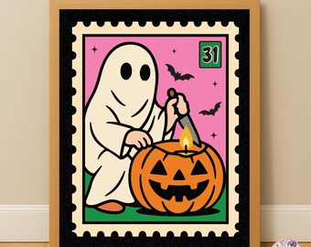 PopGrip Vintage Fantôme Et Chat Noir - Design Automne/Halloween - Interchangeable Et Adhésif