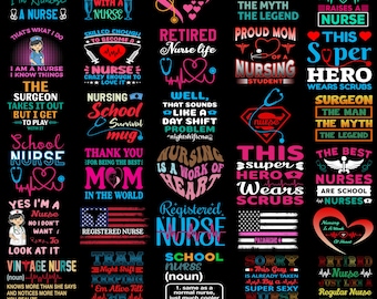 Nurse Tshirt PNG Bundle, Funny Nursing Quotes, Nurse Life Sublimation Designs. Medical RN Clipart, Nursing Life CNA Graphics, Nurse Pngs