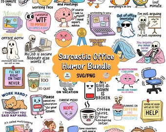Sarcastic Office Humor SVG PNG Bundle: Funny Work Clipart
