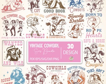 Retro Western Cowgirl SVG-Bundle, Cowgirl SVG, Western SVG, Howdy Png, Retro Country SVG, Cowgirl Stiefel svg, Cowgirl Sublimationsdesign